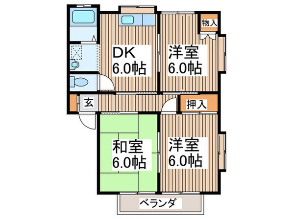 ウイングつきみ野A棟の物件間取画像